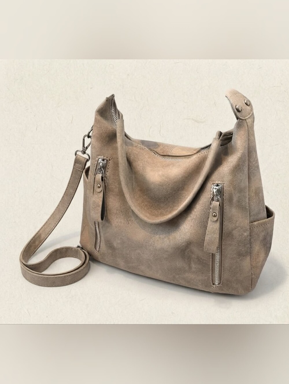 Taupe Everyday Hobo Bag - Soft Slouchy Shoulder Bag